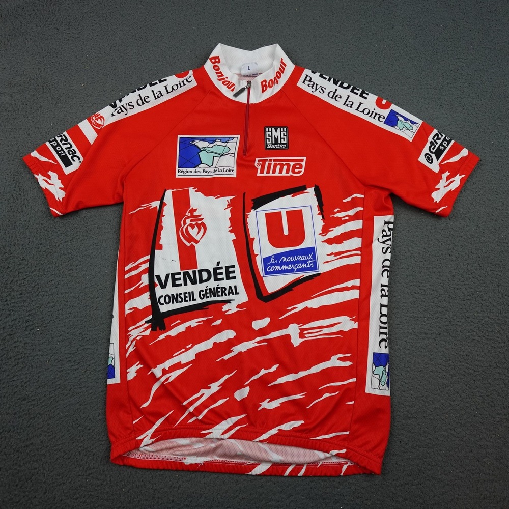 Vintage Santini Cycling Jersey Mens Large Team Vendée U Bonjour Made in Italy